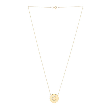 Jennifer Meyer 18K Yellow Gold Diamond Letter C Disc Necklace 2 of 5