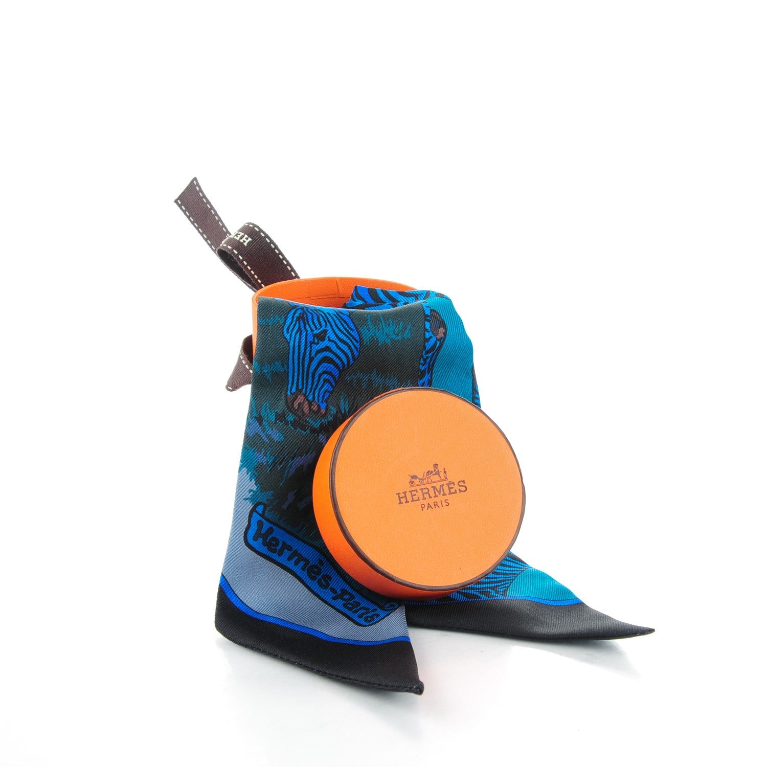 Hermes Silk Les Zebres Twilly Canard Noir Bleu Roy 8 of 8