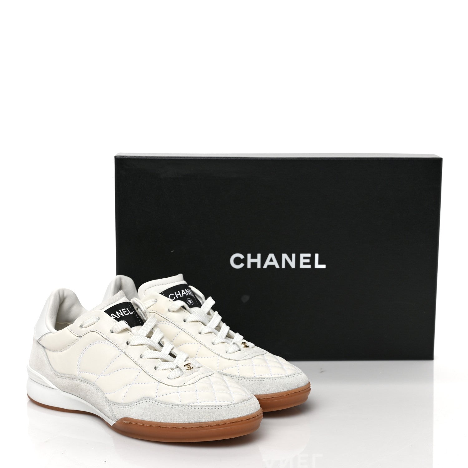 Chanel Suede Calfskin Quilted Sneakers 36 White 9 of 9