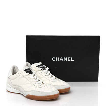 Chanel Suede Calfskin Quilted Sneakers 36 White 9 of 9