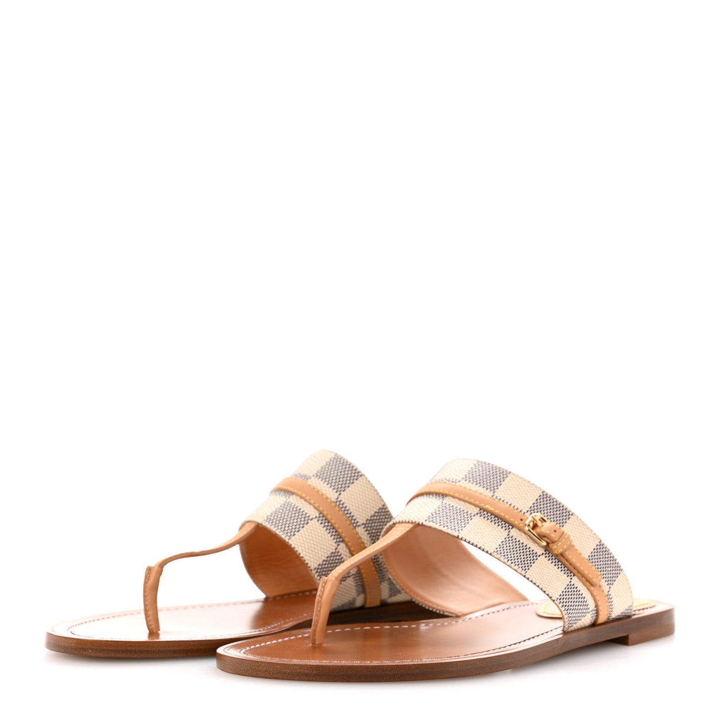 Damier Azur Palma Flat Thong Sandals 37
