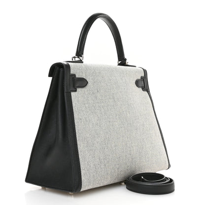 Hermes Toile Swift Kelly Sellier 28 Ecru Black 3 of 11