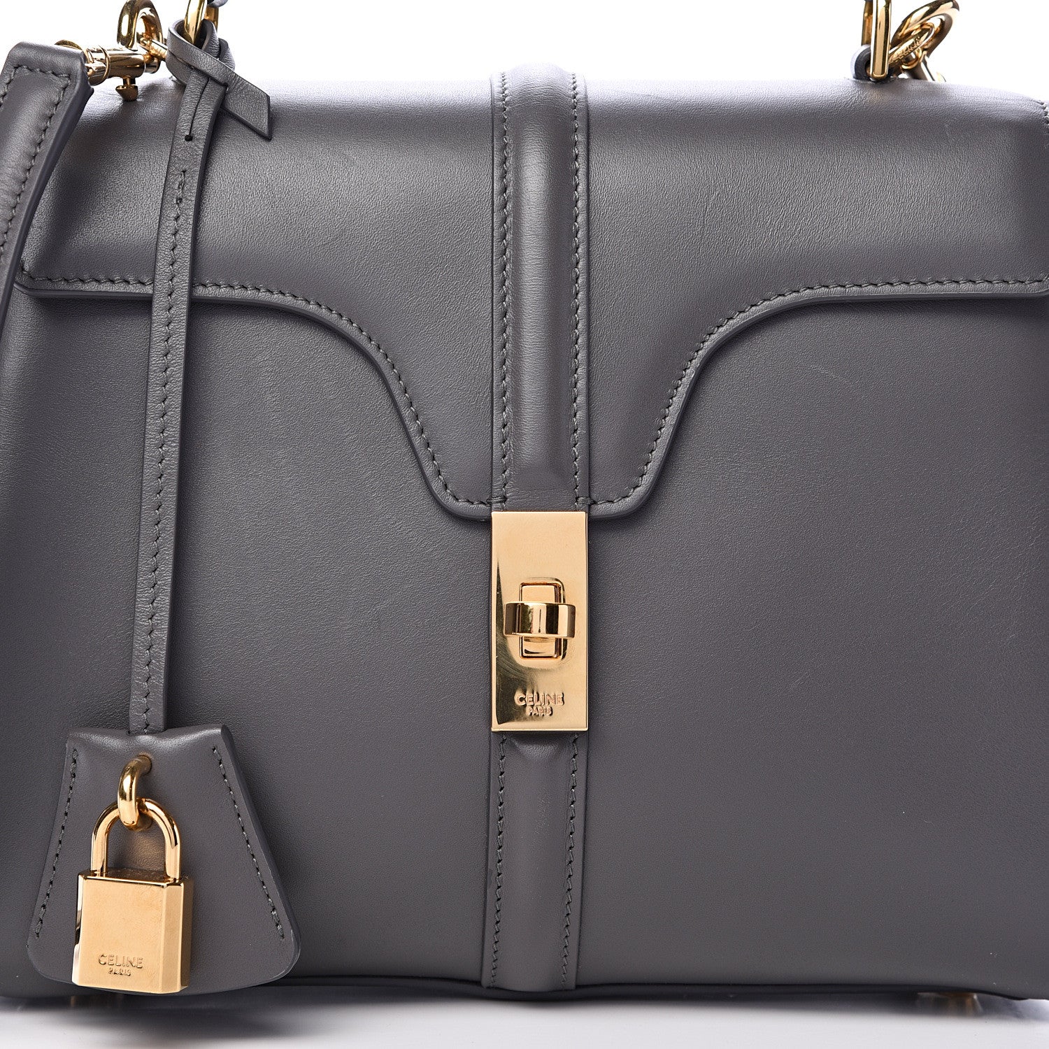 Celine Satinated Calfskin Small 16 Top Handle Bag Gray 8 of 14