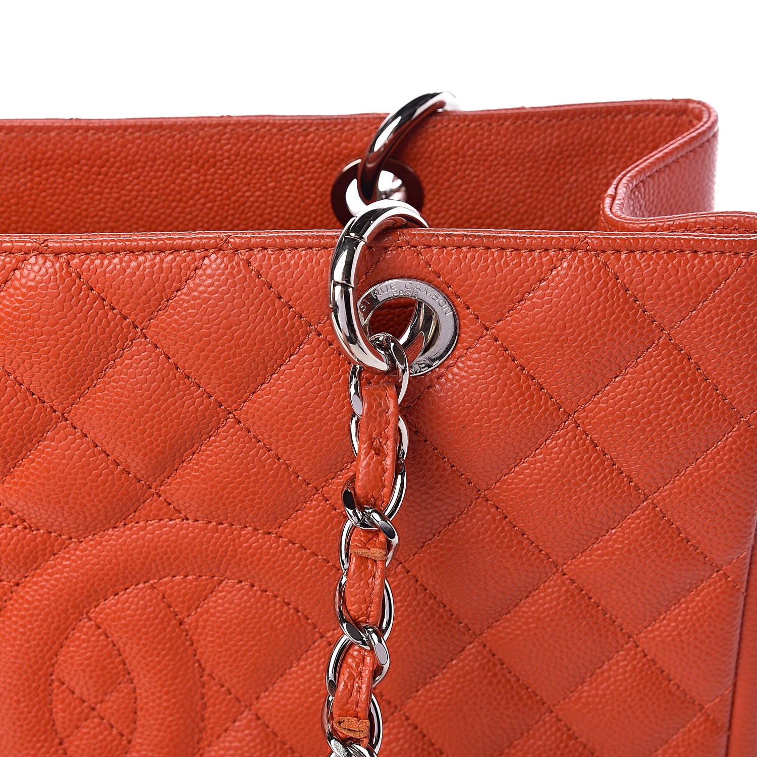 Chanel Caviar Quilted Grand Shopping Tote GST Orange 15 of 18