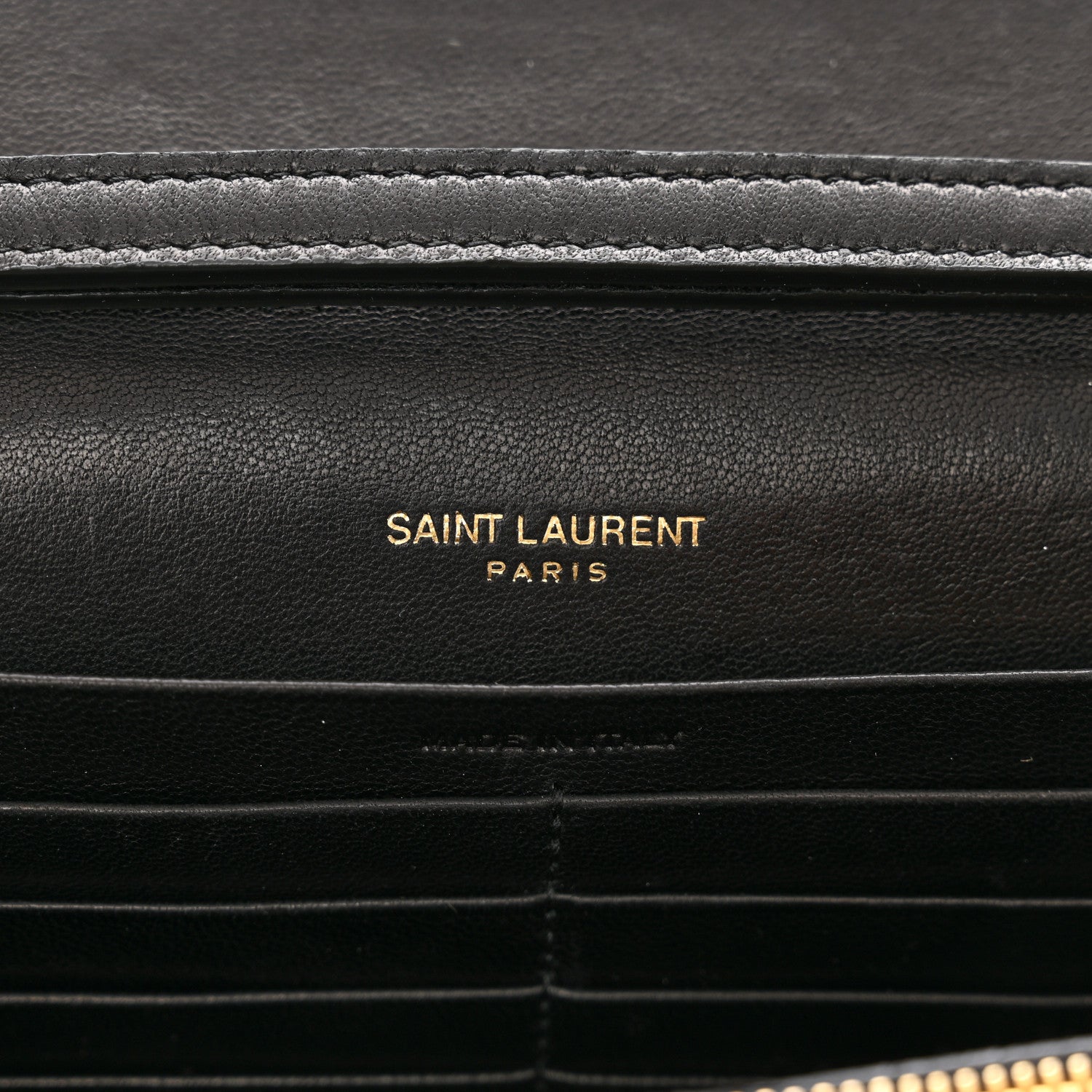 Saint Laurent Lambskin Carre Quilted Cassandre Chain Wallet Black 7 of 12