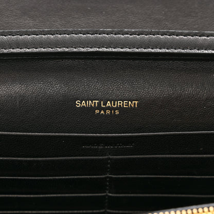 Saint Laurent Lambskin Carre Quilted Cassandre Chain Wallet Black 7 of 12