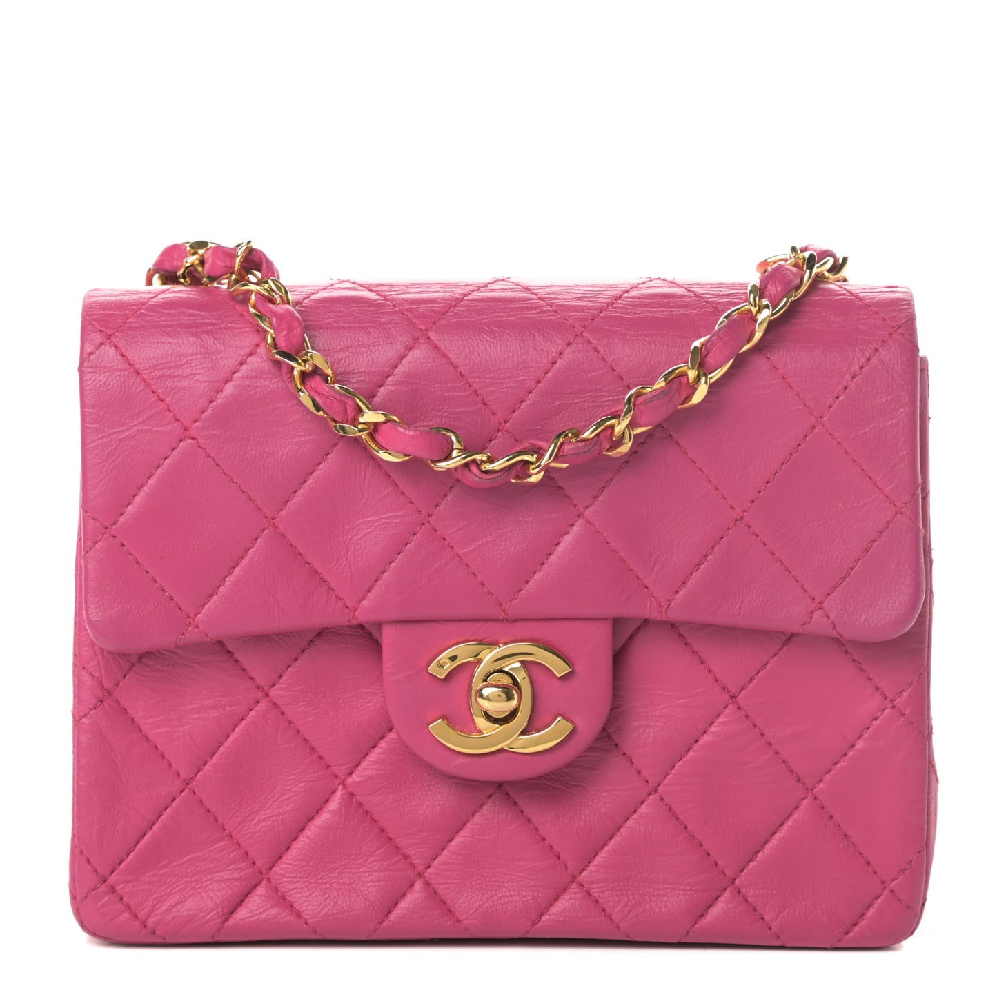 Lambskin Quilted Mini Square Flap Pink