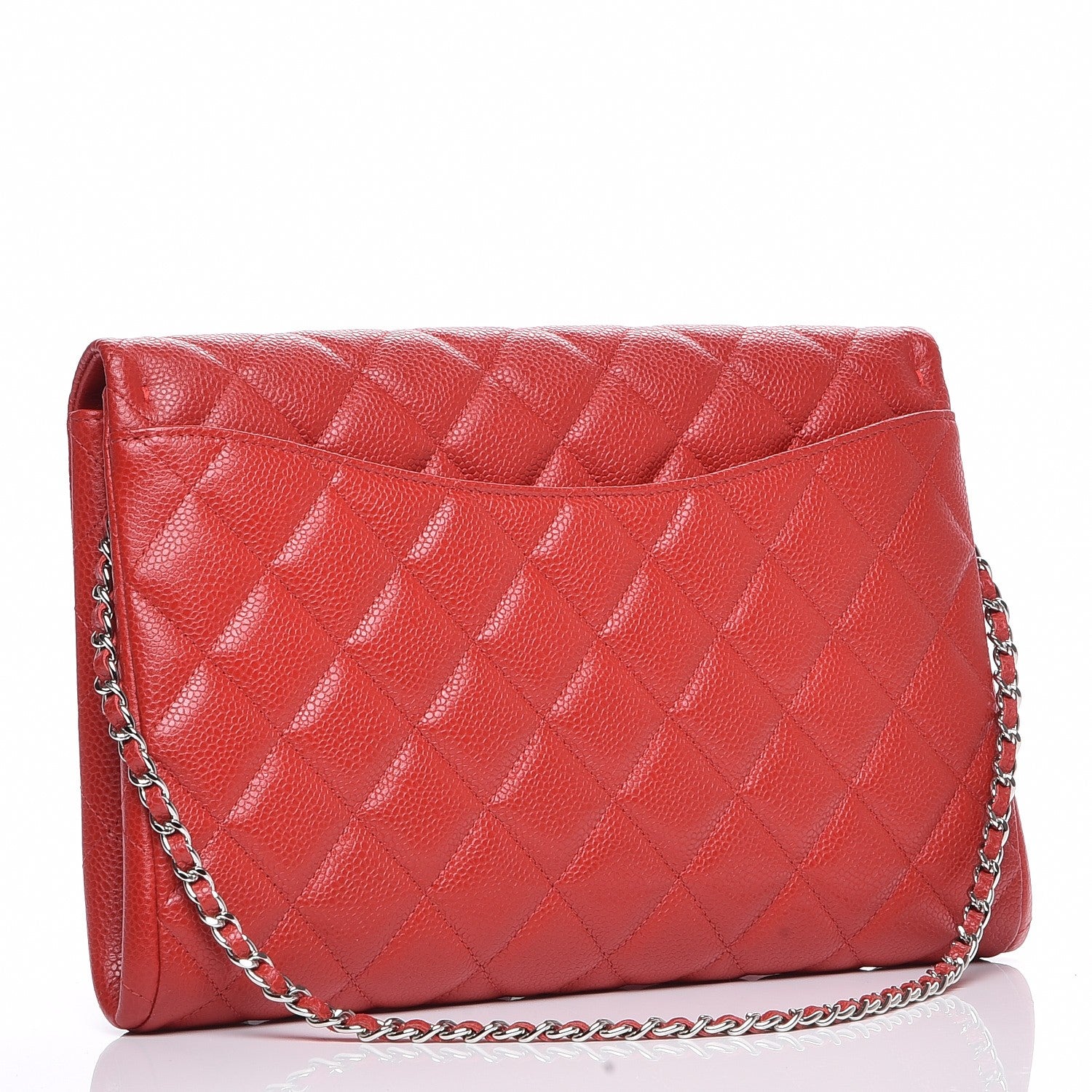 Chanel Caviar Quilted Clutch With Chain Flap Red 3 of 7