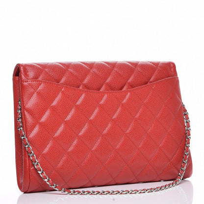 Chanel Caviar Quilted Clutch With Chain Flap Red 3 of 7