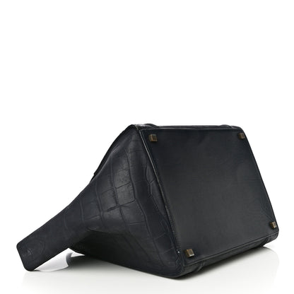 Celine Crocodile Embossed Calfskin Medium Phantom Luggage Navy Blue 4 of 14