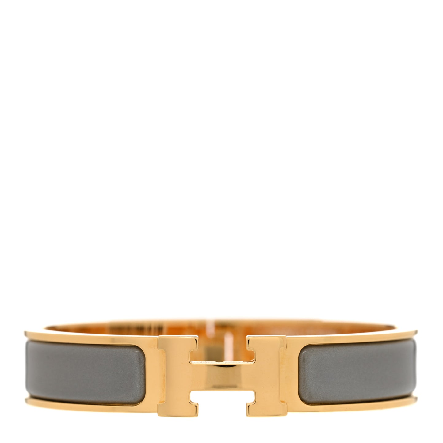 Enamel Narrow Clic Clac H Bracelet PM Marron Glace