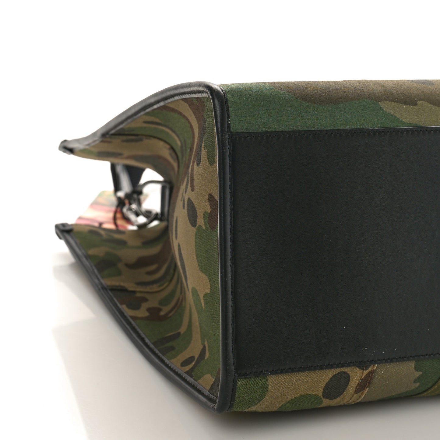 Large Canvas Camouflage Shopping Tote Black Multicolor