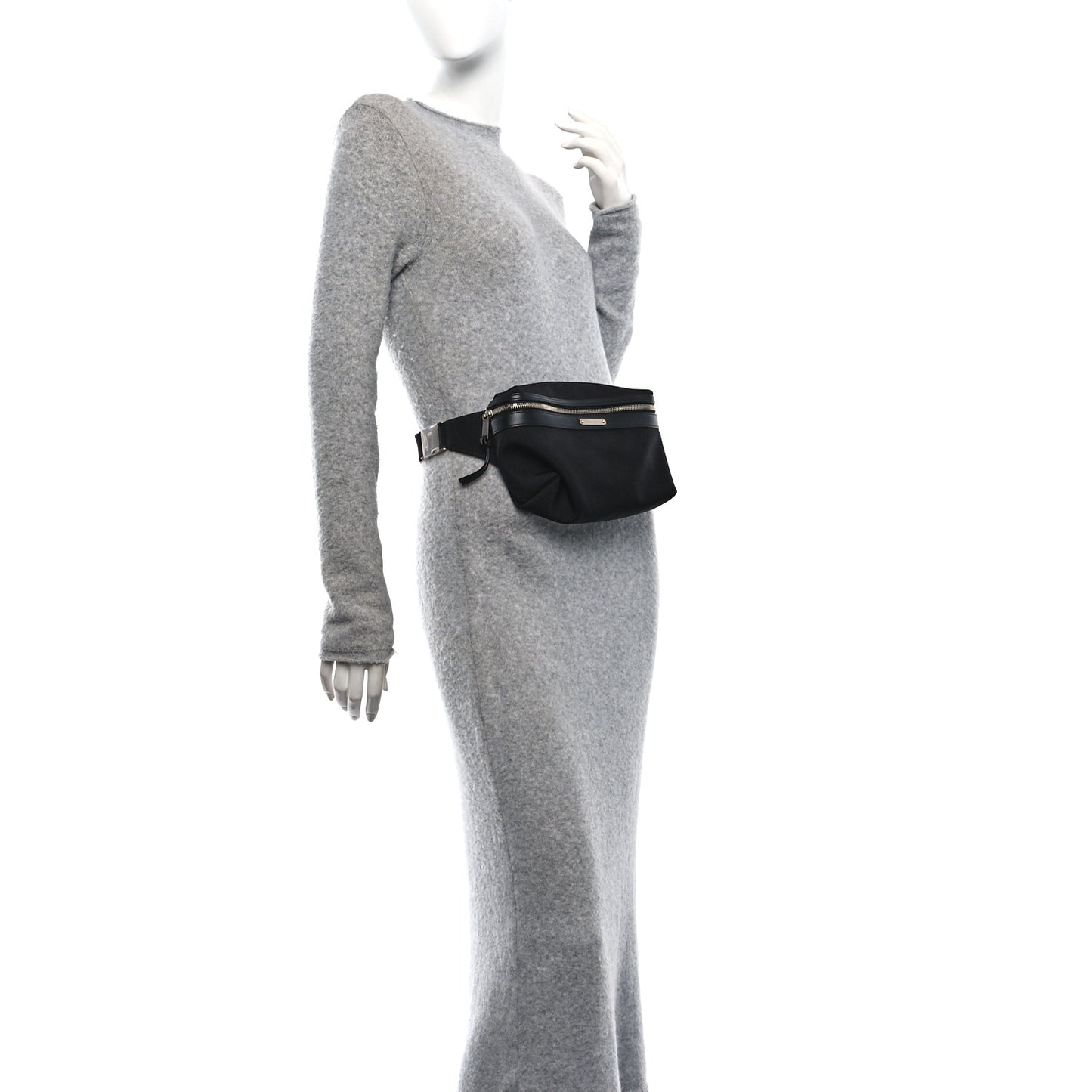 Canvas Calfskin City Belt Bag Black