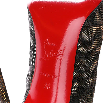 Christian Louboutin Lame Leopard Fifi 100 Pumps 38 Gold Silver 6 of 8