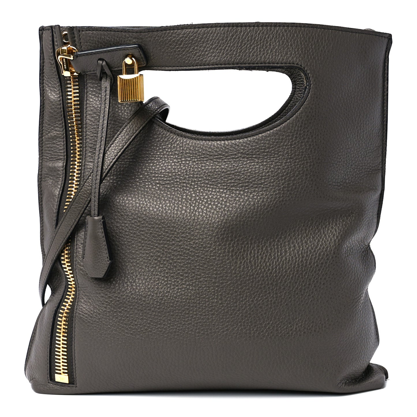 Grained Calfskin Alix Padlock Zip Tote Graphite