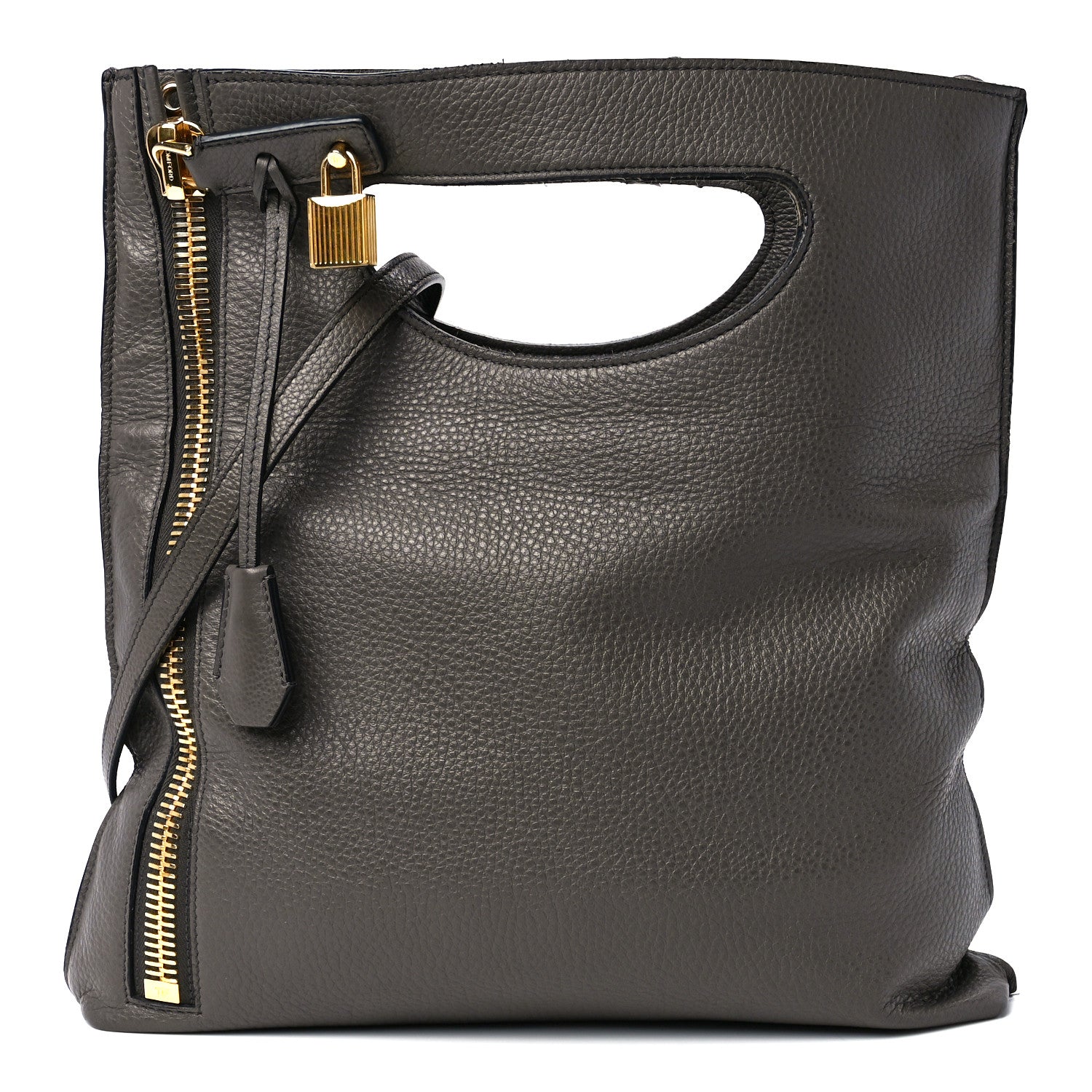 Tom Ford Grained Calfskin Alix Padlock Zip Tote Graphite 1 of 16