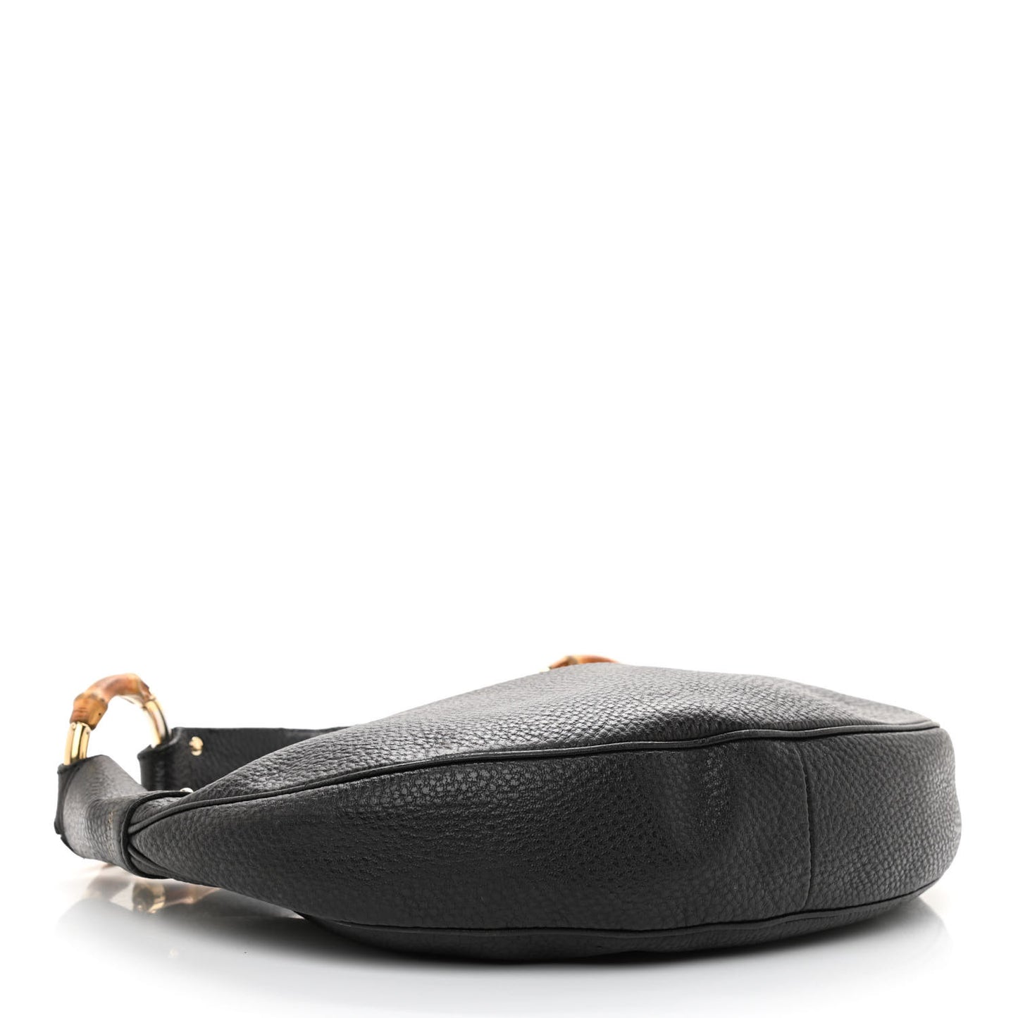 Pebbled Calfskin Web Bamboo Ring Hobo Black