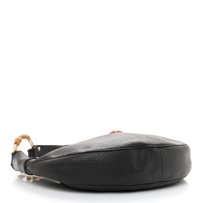 Gucci Pebbled Calfskin Web Bamboo Ring Hobo Black 4 of 13