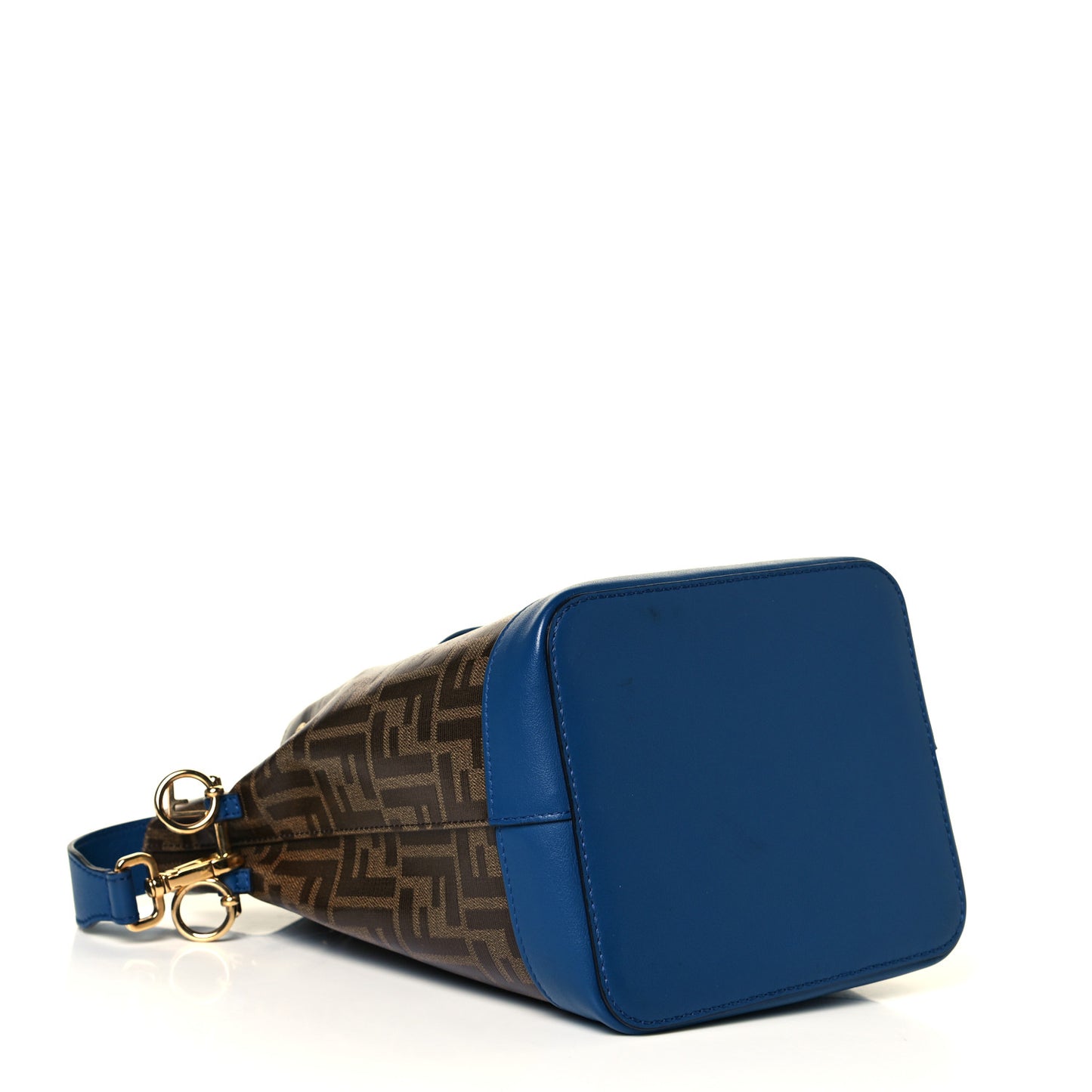 Glazed Fabric Vitello Grace F is Fendi FF 1974 Stamp Patch Grande Mon Tresor Bucket Bag Mogano Panna Iris