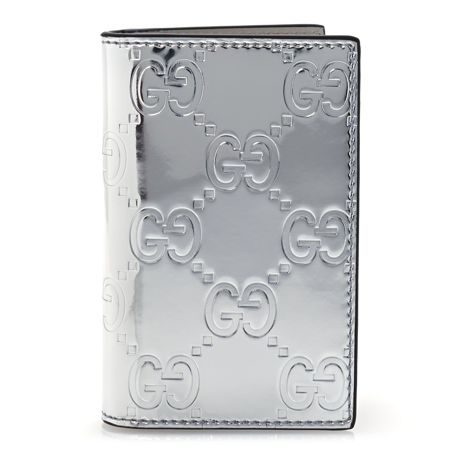 Gucci Guccissima Mirror Effect Card Holder Silver 1 of 8