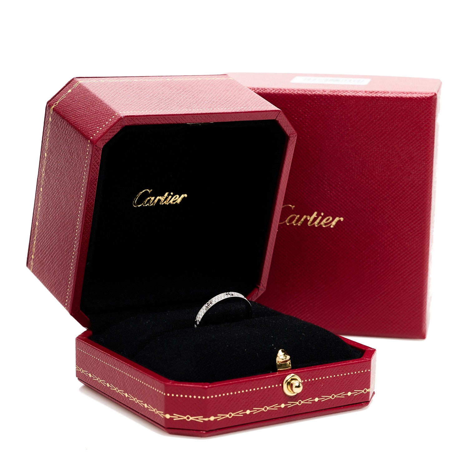 Cartier 18K White Gold Diamond 2.6mm LOVE Paved Band Ring 54 7 6 of 6