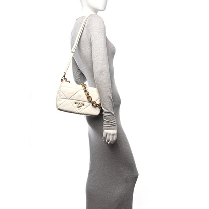 Prada Nappa Triangle Quilted Medium Patchwork System Flap Bag White 2 of 9