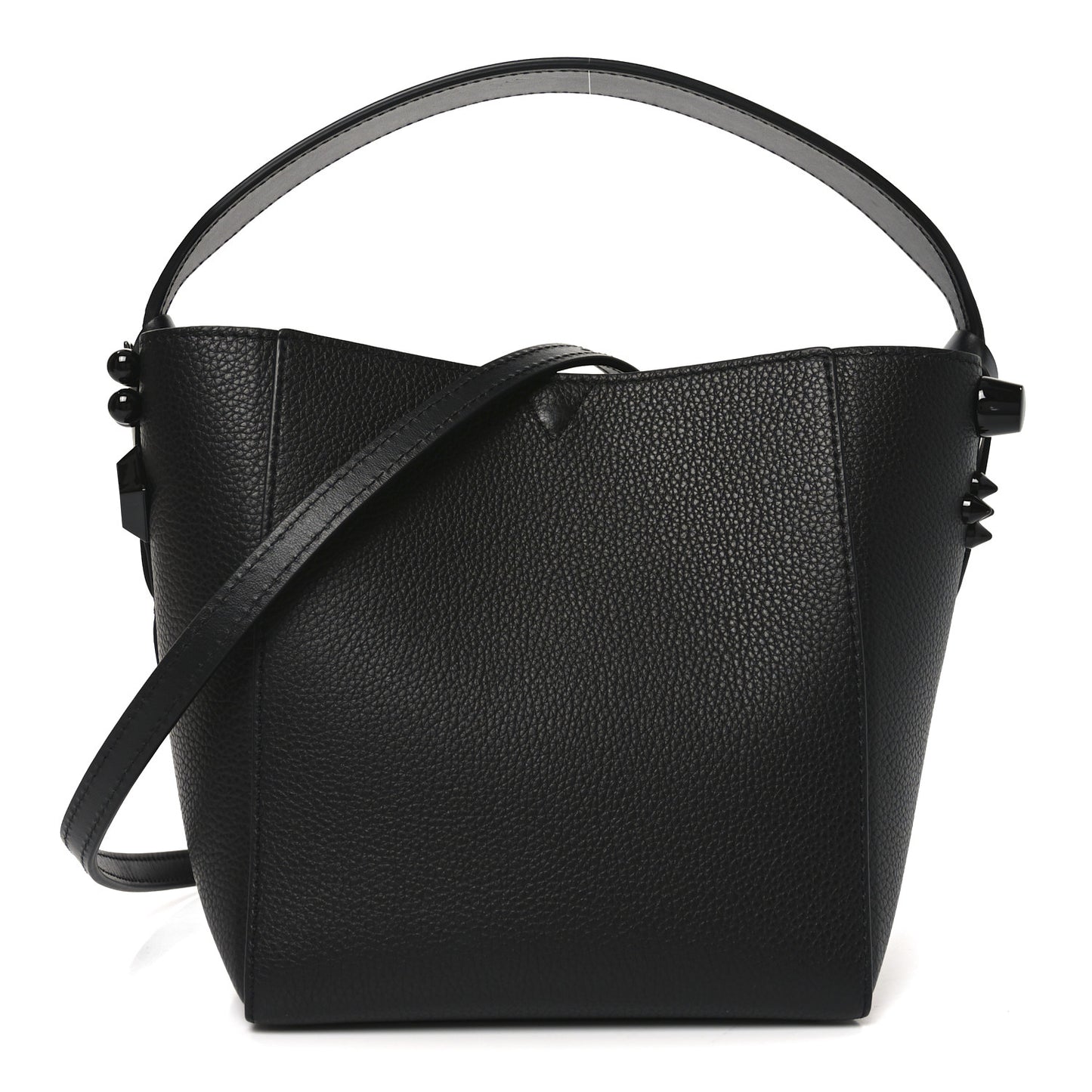Calfskin Empire Spike Studded Mini Cabachic Bucket Bag Black
