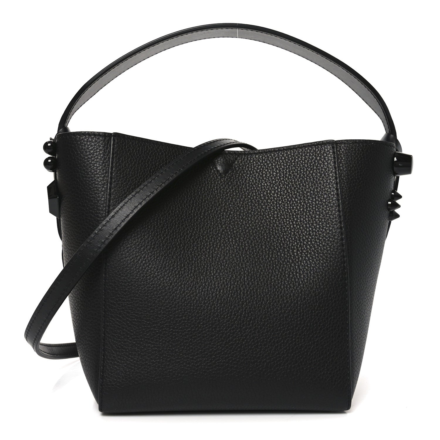 Christian Louboutin Calfskin Empire Spike Studded Mini Cabachic Bucket Bag Black 1 of 9