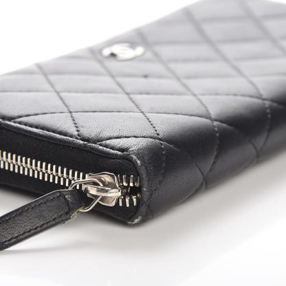 Chanel Lambskin Quilted Large Gusset Zip Around Wallet Black 9 of 10