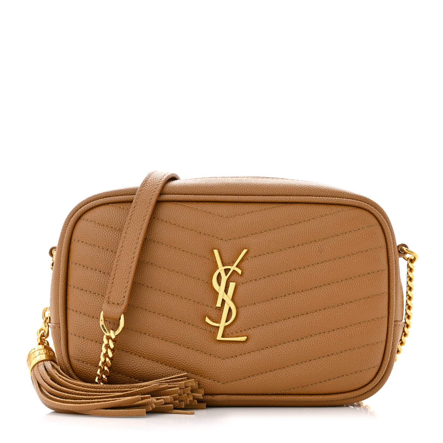 Saint Laurent Grain De Poudre Matelasse Monogram Mini Lou Camera Bag Dark Natural 1 of 11