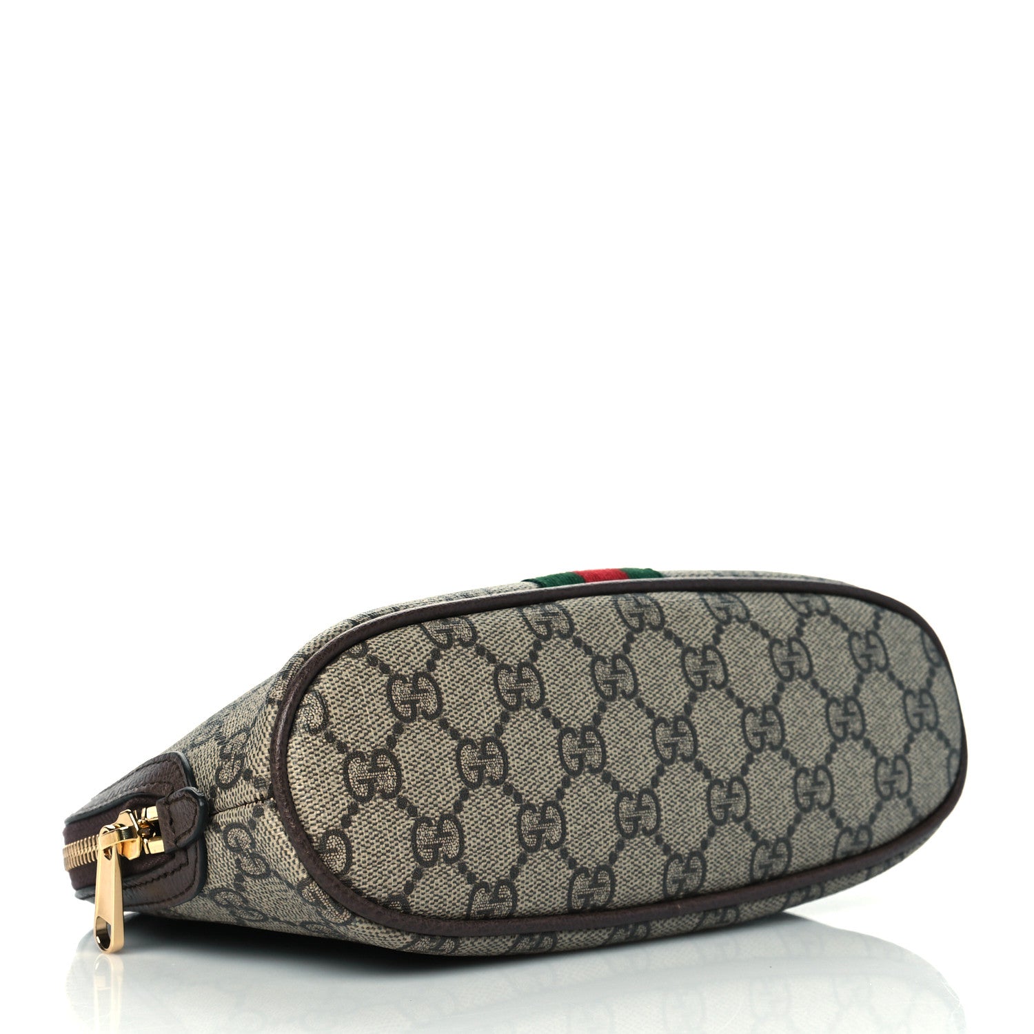 Gucci GG Supreme Monogram Textured Calfskin Web Large Ophidia Cosmetic Case Beige Ebony New Acero 4 of 10