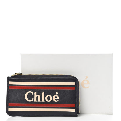 Chloe Smooth Calfskin Logo Vick Zip Card Case Full Blue 10 of 10