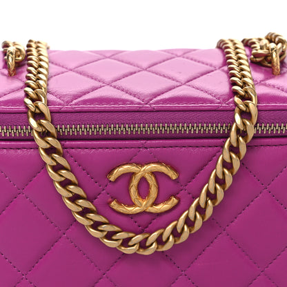 Chanel Lambskin Quilted Small Pillow Crush Vanity Case With Chain Purple 8 of 11