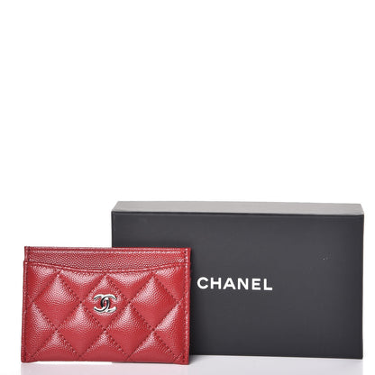 Chanel Caviar Quilted Card Holder Dark Red 9 of 9