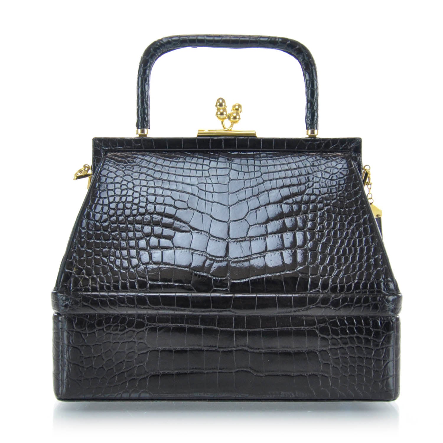 Judith Leiber Crocodile Shoulder Bag Black 2 of 9