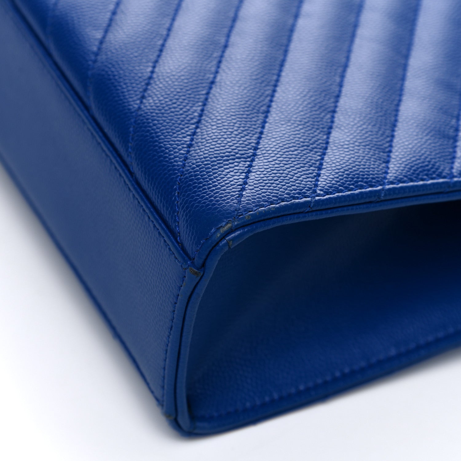 Saint Laurent Grain De Poudre Matelasse Chevron Large Monogram Satchel Blue Majorelle 12 of 16