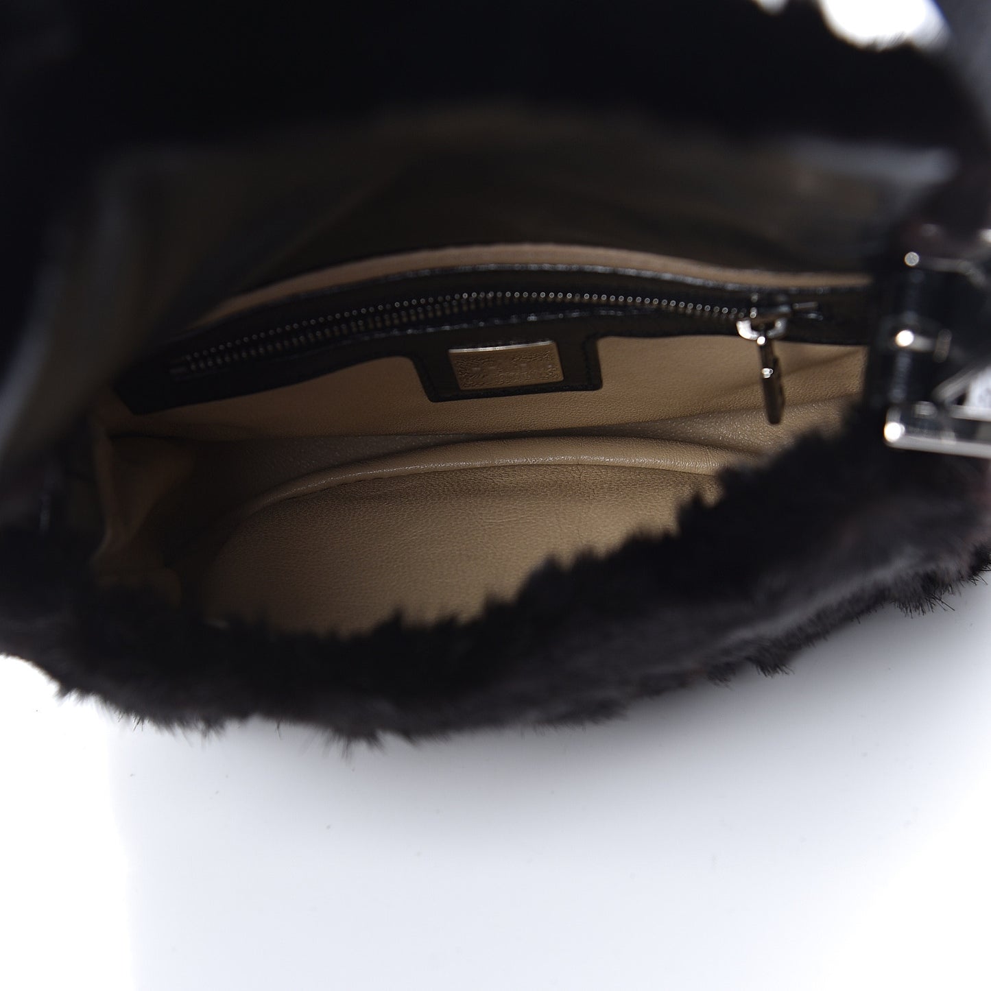 Rabbit Fur Crystal Baguette Black