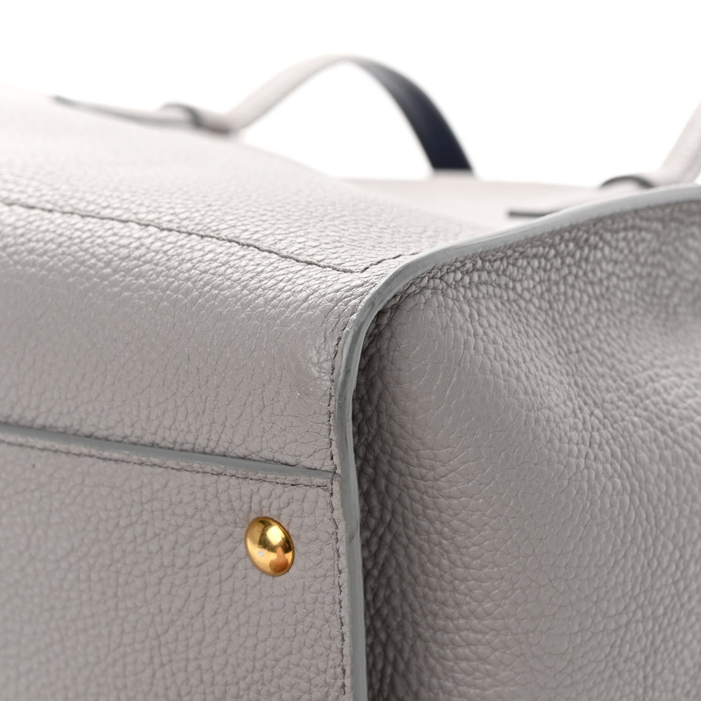 Hammered Calfskin Double Handle Medium Amy Tote Grey Navy