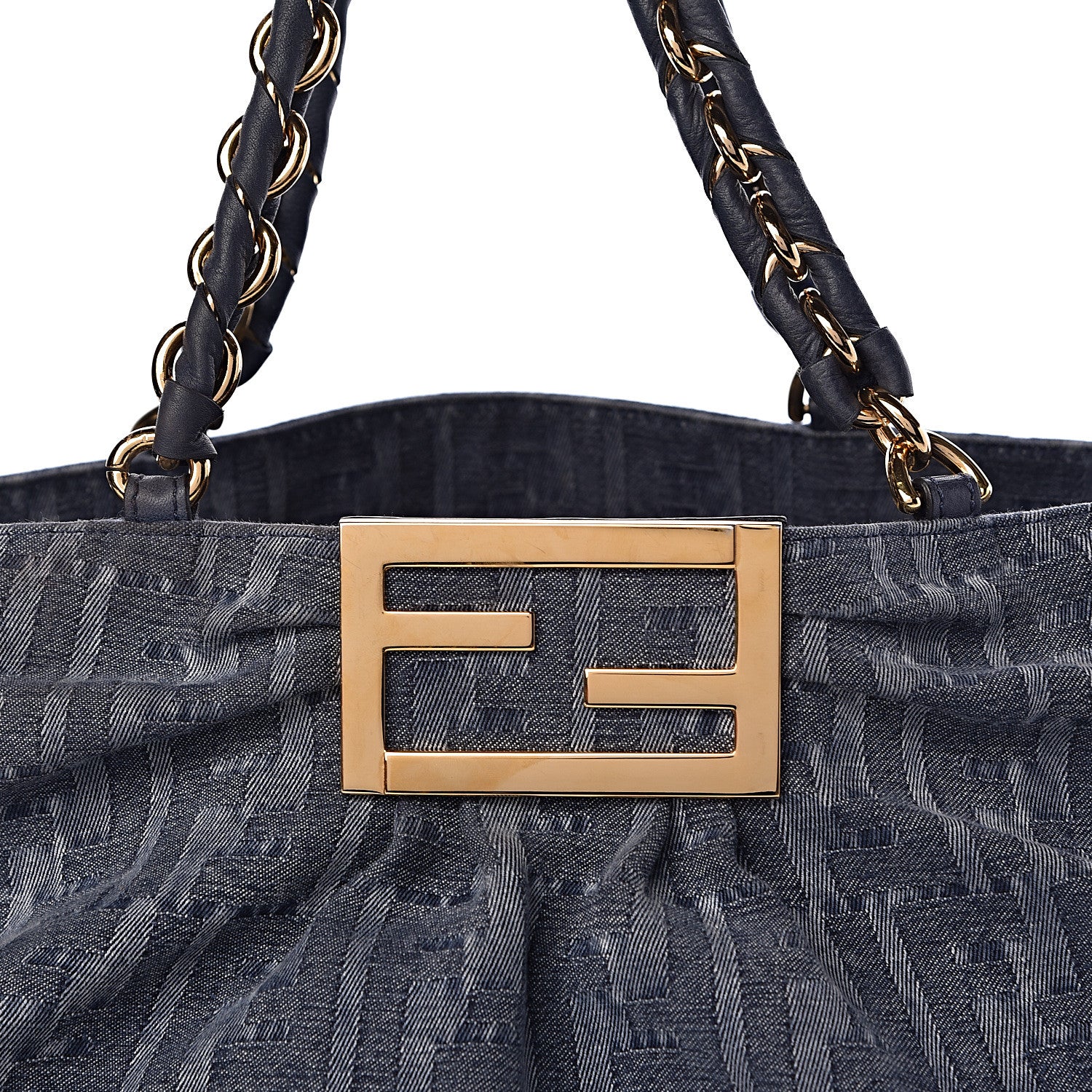 Fendi Denim Zucca Mia Tote Blue 7 of 11