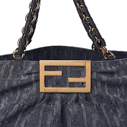 Fendi Denim Zucca Mia Tote Blue 7 of 11