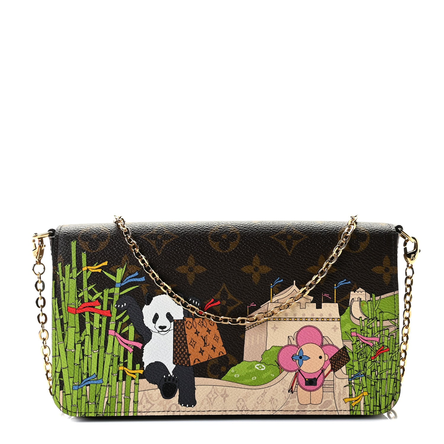 Louis Vuitton Monogram 2021 Christmas Animation China Wall Pochette Felicie Chain Wallet Blue 1 of 10