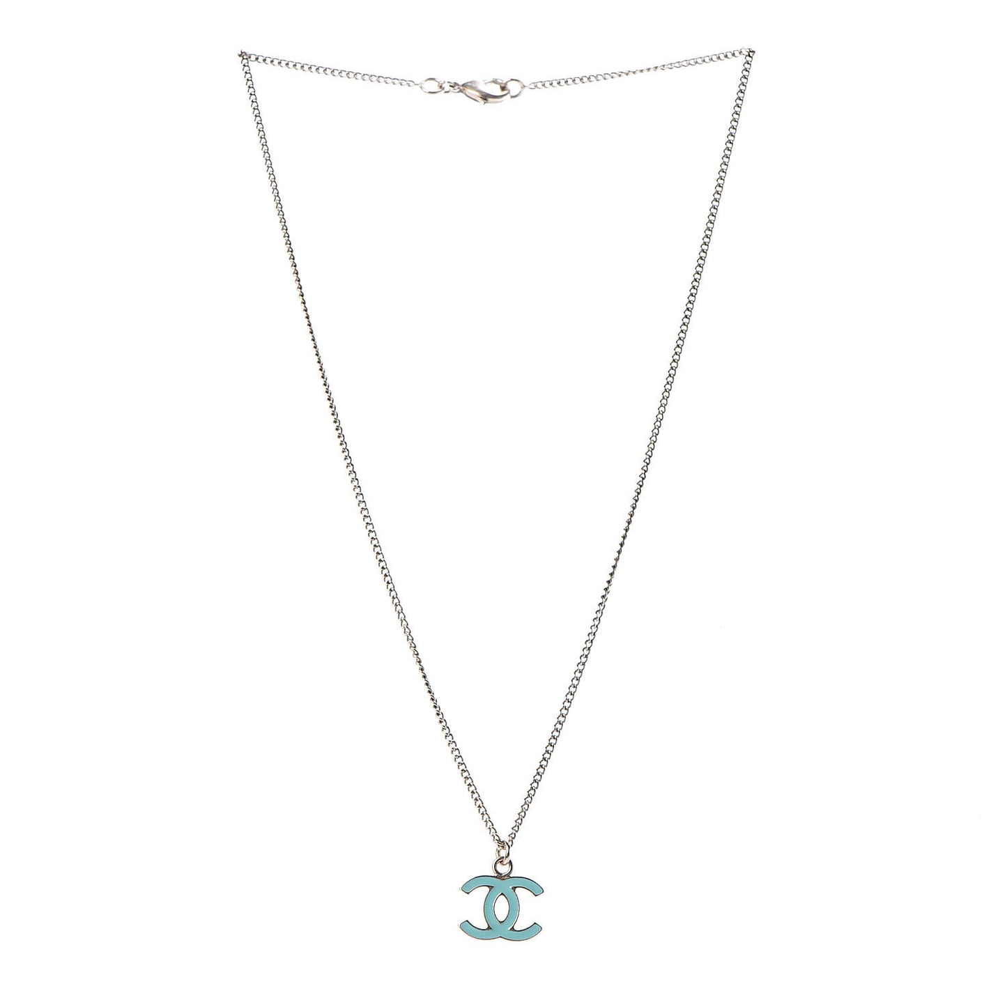 Enamel CC Necklace Blue Light Gold