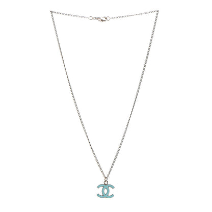 Chanel Enamel CC Necklace Blue Light Gold 3 of 5