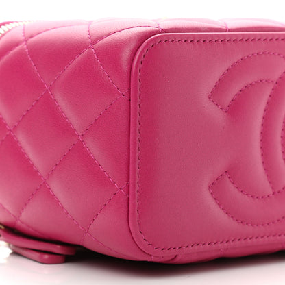 Chanel Lambskin Quilted Small Pearl Crush Vanity Case With Chain Fuchsia 8 of 10