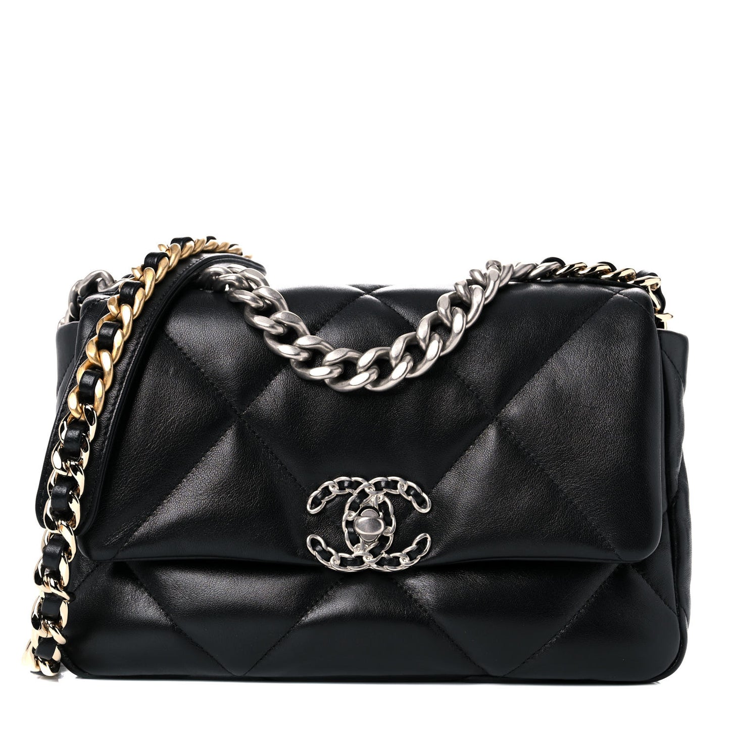 Lambskin Quilted Medium Chanel 19 Flap Black