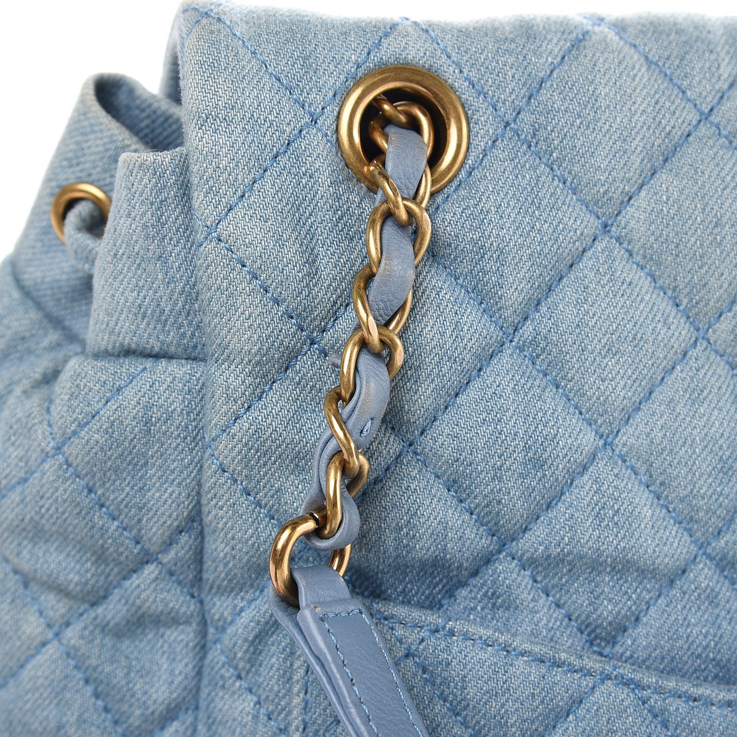 Washed Denim Quilted Small Urban Spirit Backpack Light Blue