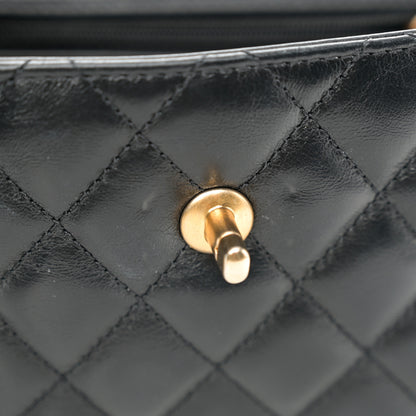 Chanel Shiny Aged Calfskin Quilted Nano Kelly Shopper Black Pink 11 of 11