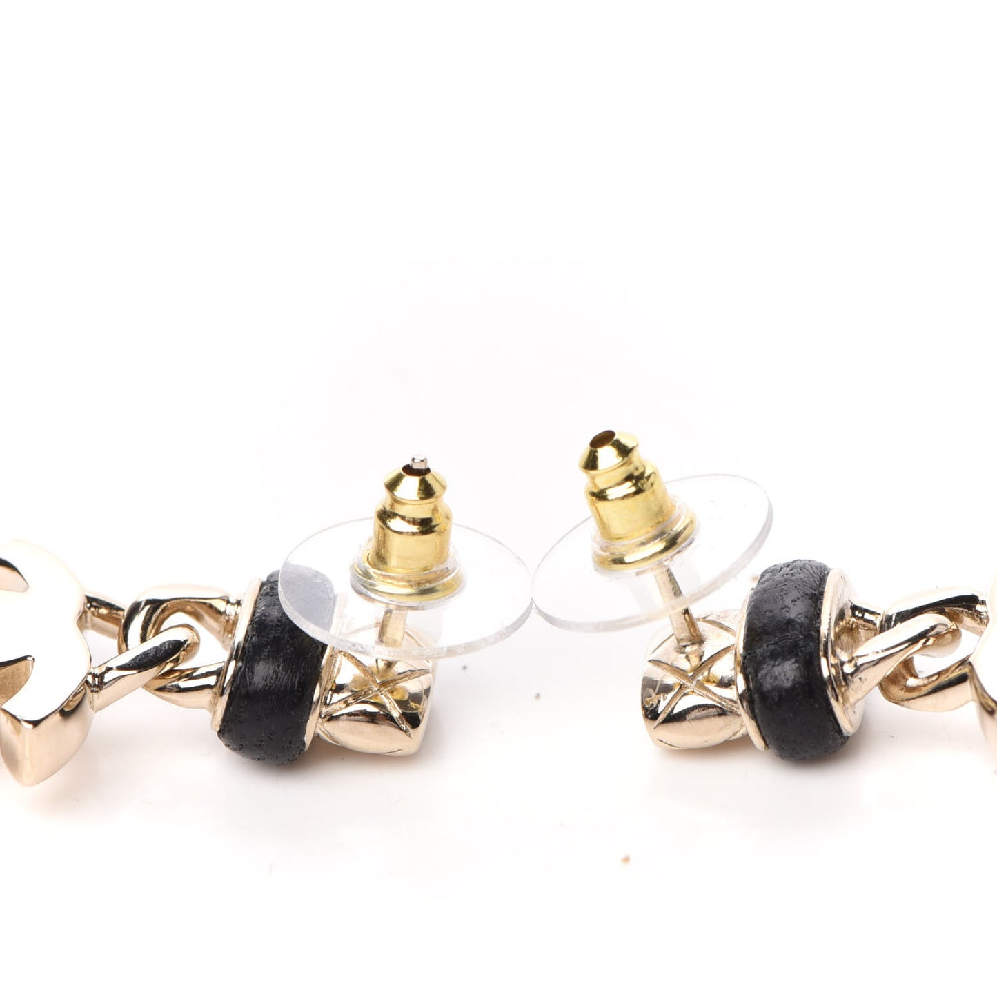 Lambskin CC Turnlock Drop Earrings Gold Black