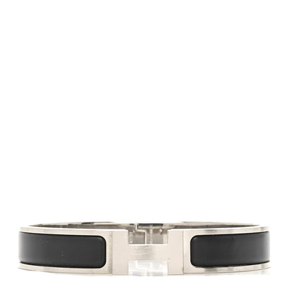 Hermes Matte Enamel Narrow Clic Clac HH Bracelet T6 Black 1 of 5