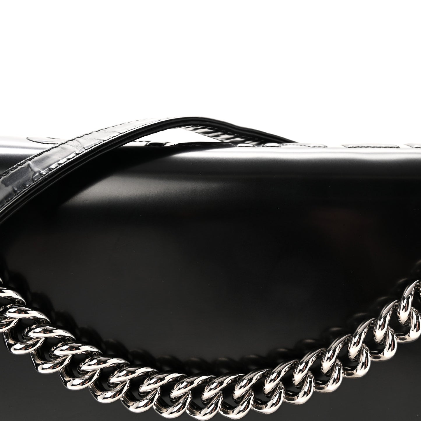 Glazed Calfskin Large Boy Flap Black